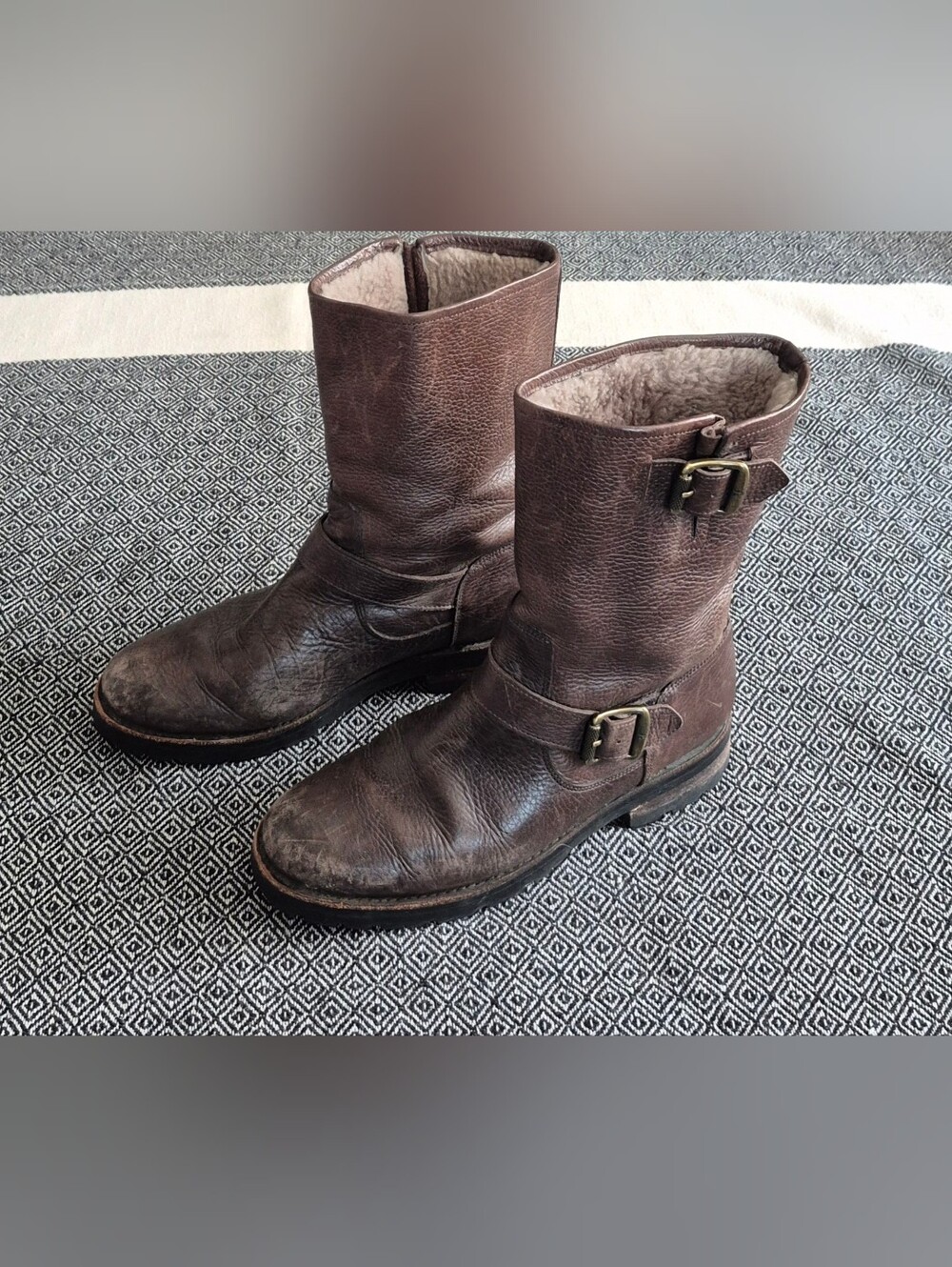 Frye Engineer Brown Leather Boots With Fleece Lining Size ? 9 ?